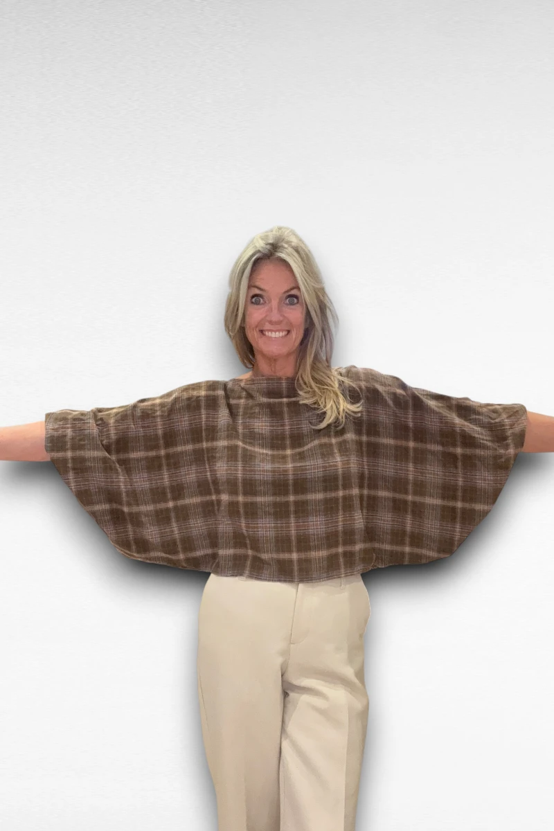 Geruite Blouse Bruin Cropped - Afbeelding 5
