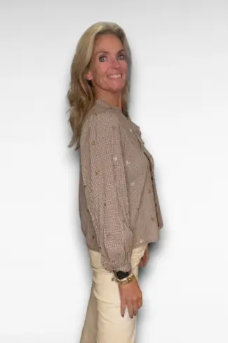 Alternative view of Bruine Ruit Blouse hartjes
