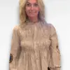gesmokte bruine blouse