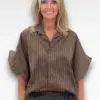 bruine streep blouse