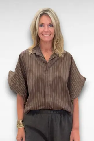 bruine streep blouse