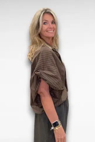 Alternative view of Bruine Gestreepte Blouse