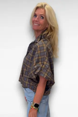 Alternative view of Geruite Blouse Blauw
