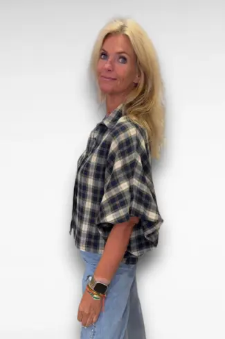Alternative view of Geruite Blouse Groen Blauw