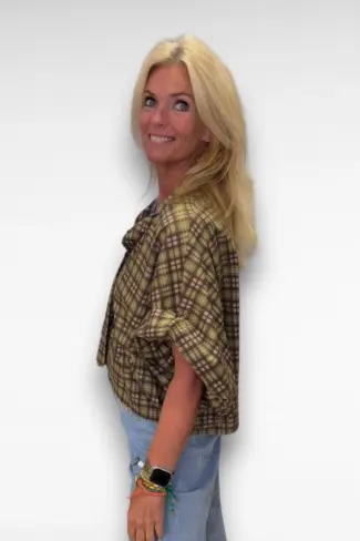 Alternative view of Geruite blouse Groen