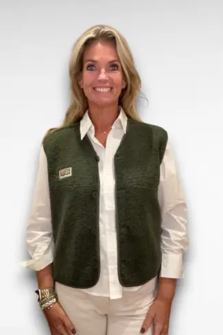 groen teddy gilet