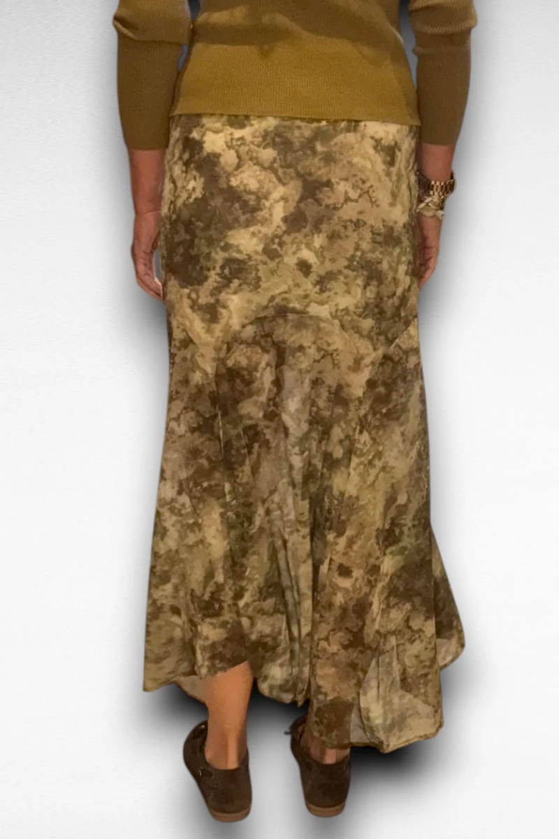 Lange Groene Rok met Print - Afbeelding 4