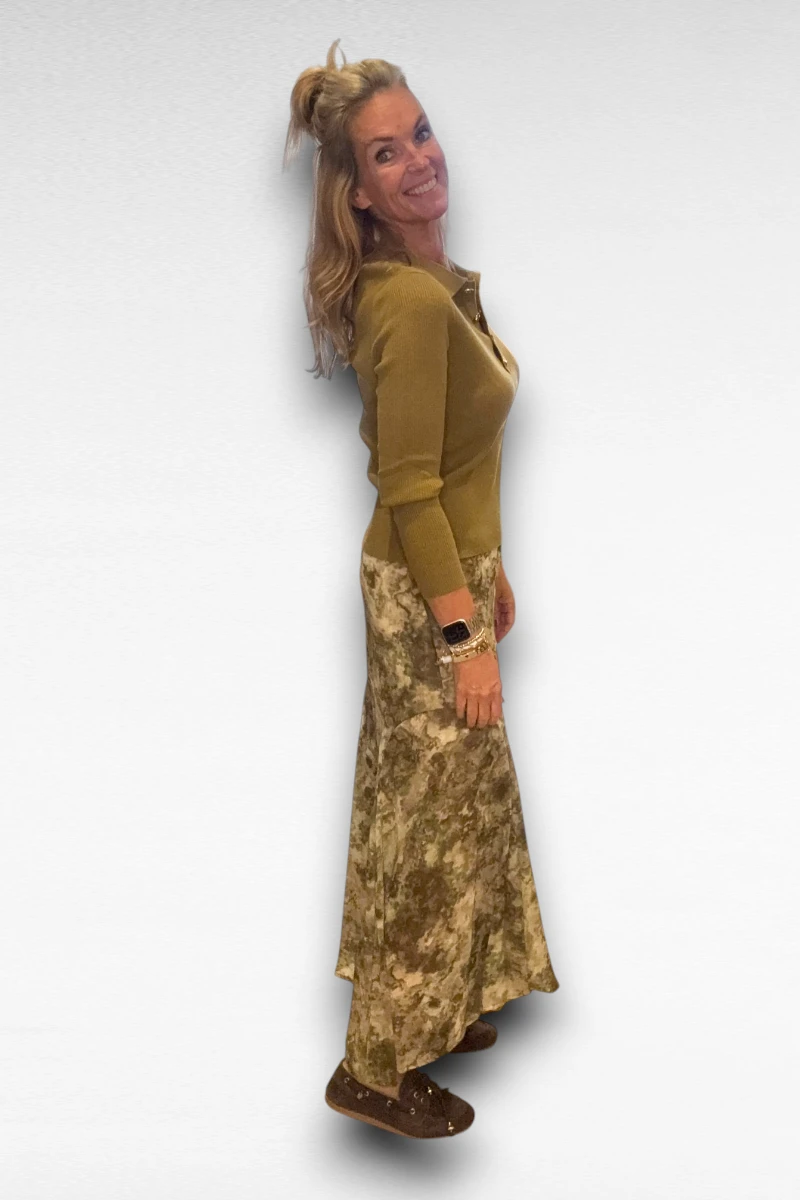 Lange Groene Rok met Print - Afbeelding 6