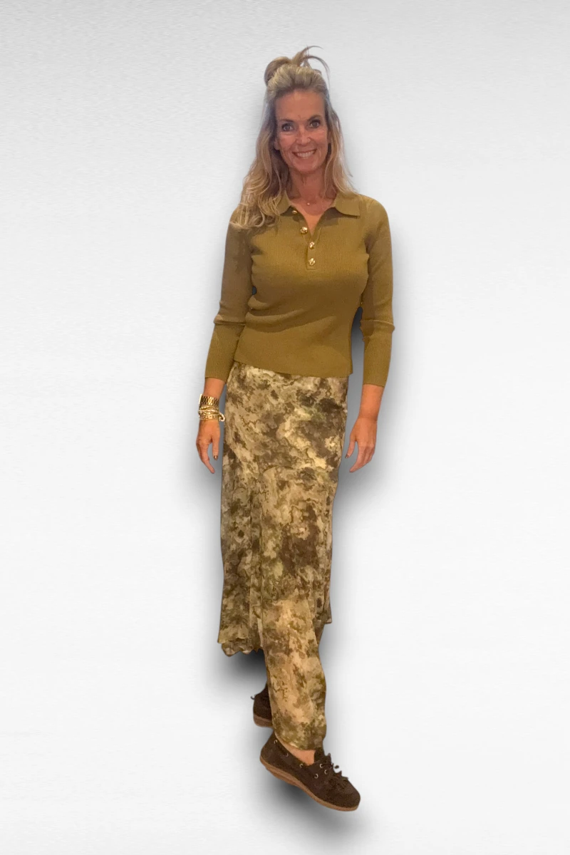 Lange Groene Rok met Print - Afbeelding 5