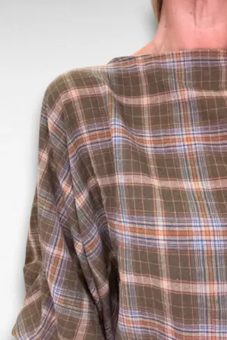 Alternative view of Geruite Blouse Groen Cropped