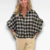 grote ruit blouse blauw