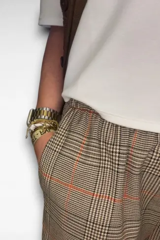 Alternative view of Bruin Oranje Geruite Ballon Broek