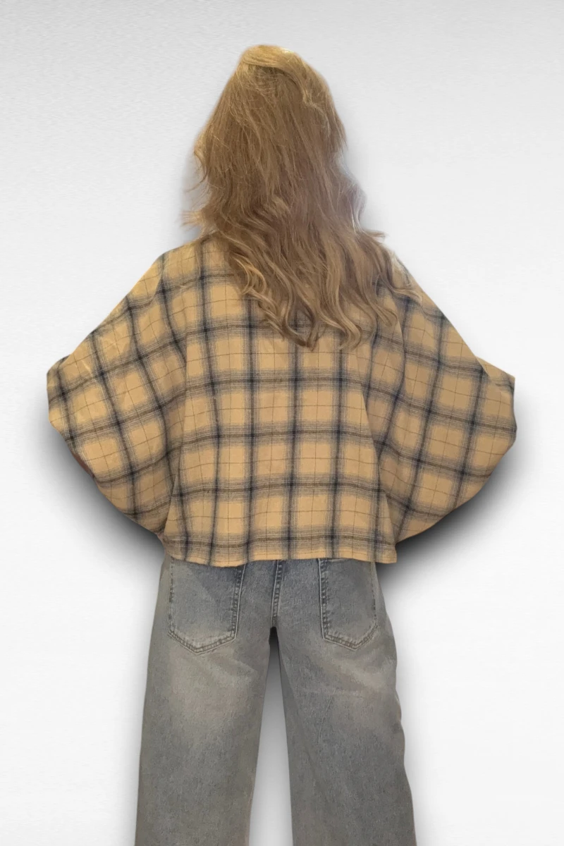 Geruite Blouse Beige - Afbeelding 4