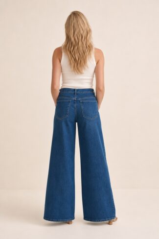 Blauwe Palazzo Jeans – achterkant