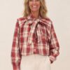 Blouse met strik Rood – voorkant