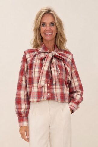 Blouse met strik Rood – voorkant