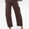 korte bruine barrel jeans