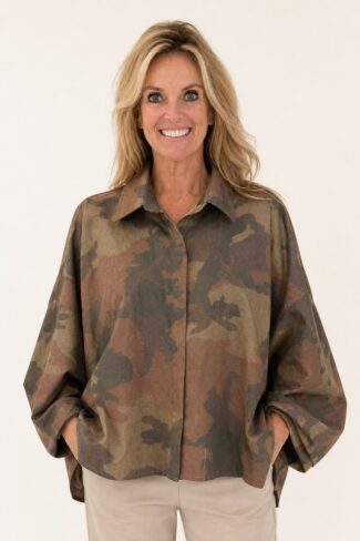 Camouflage Blouse Bruin – voorkant