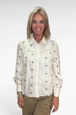 blouse met bruine bloemetjes