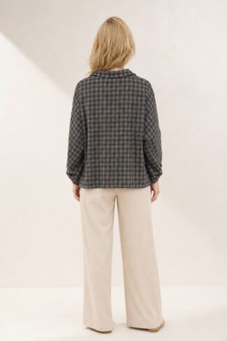 Geruite blouse Blauw – achterkant