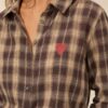 Geruite blouse bruin – detail