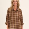Geruite blouse bruin – voorkant
