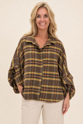 Geruite Blouse Geel – voorkant