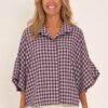 Geruite blouse Paars – voorkant