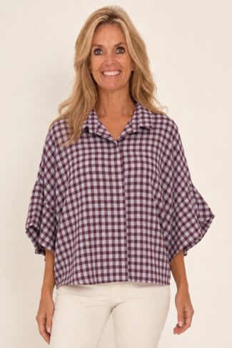 Geruite blouse Paars – voorkant