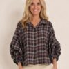 Geruite blouse Roze – voorkant