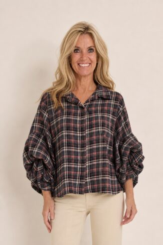 Geruite blouse Roze – voorkant