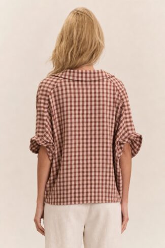 Geruite blouse Roze – achterkant
