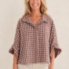 Geruite blouse Roze – voorkant