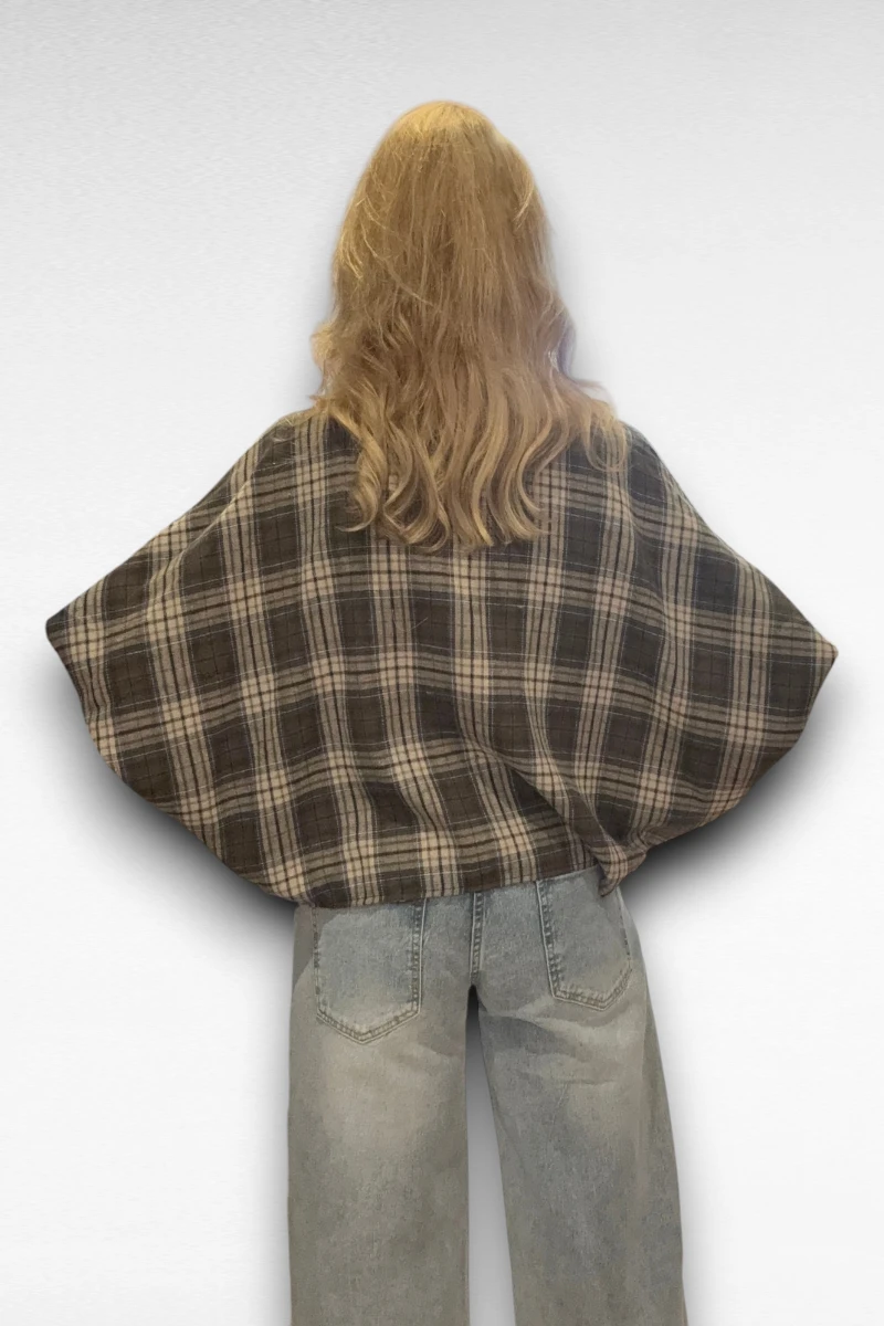 Geruite Blouse Taupe - Afbeelding 4