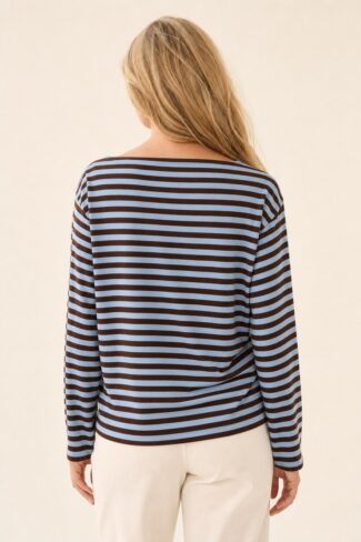 Gestreepte Blauw Top – achterkant
