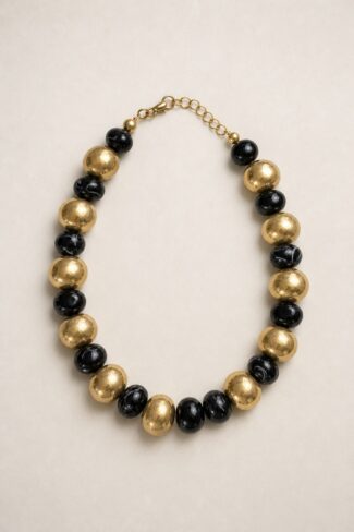 Goudkleurige grote kralenketting, volledig product