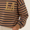 Streep Sweater Blauw Cognac – detail