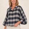 Blauwe damesblouse, voorkant