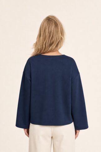 Blauwe damestop, achterkant