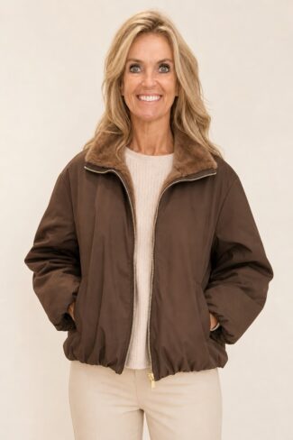 Bruine Reversibel winterjas, voorkant