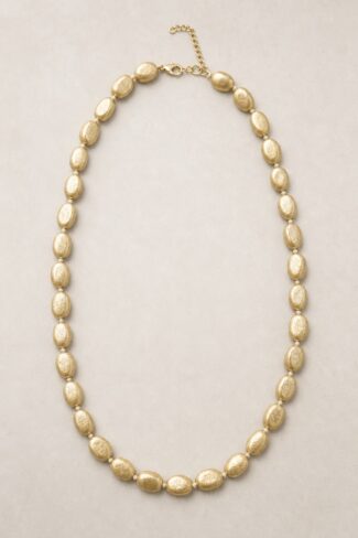 Goudkleurige grote kralenketting, volledig product