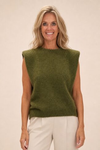 Groene Pull met Epauletten, voorkant