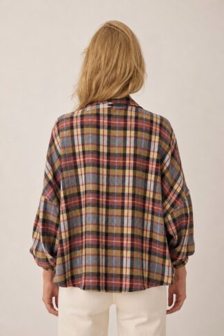 Rode damesblouse, achterkant